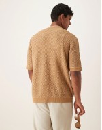 crochet shirt in tan