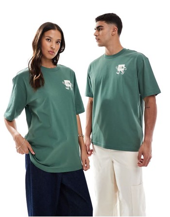 Explore backprint oversized t-shirt in washed green