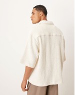 boxy oversized crochet shirt in cream